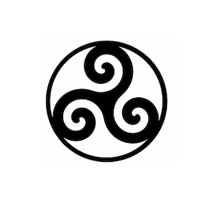 Triscele, cerchio, simbolo celtico, Bretagna, vinile termoadesivo, applicabile nel colore e nella dimensione desiderati.