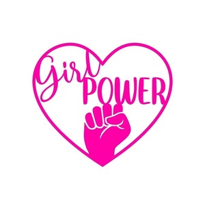 Girl Power coeur poing levé femme fille flex appliqué thermocollant transfert textile dimension et couleur au choix