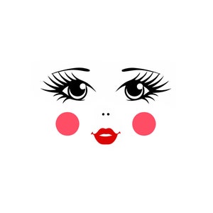 Doll face flex appliqué iron-on size of your choice