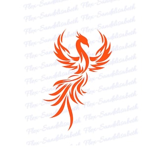 Feniks, mythische vogel, flexibele applicatie met warmteoverdracht, kleur en formaat naar keuze.