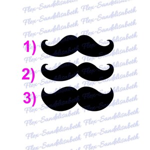 valfri mustaschdesign, applicerad värmeöverföringsvinyl, valfri färg och storlek