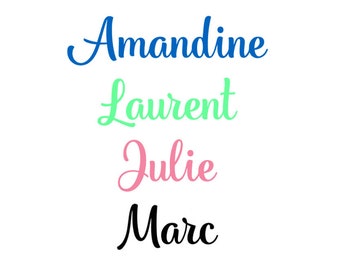 personalized iron-on first name flex applied textile transfer size and color of your choice