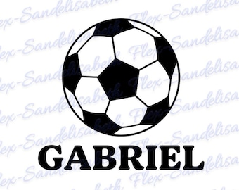 ballon football prénom personnalisable appliqué flex thermocollant couleur et dimension au choix