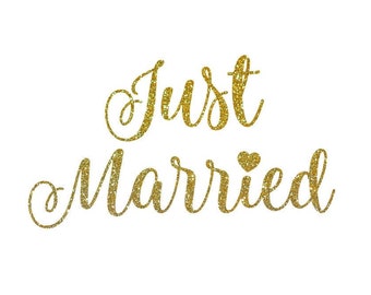 appliqué Just Married mariage glitter très pailleté customisation veste ou autre en flex thermocollant couleur et dimension au choix