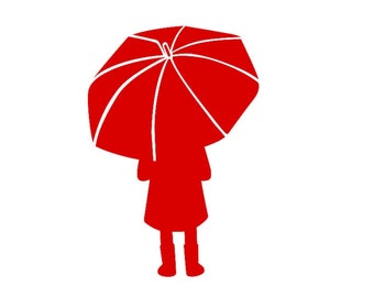 little girl with umbrella applied flex iron-on transfer color and size of your choice