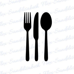 knife fork spoon kitchen cutlery flex iron-on appliqué color and size of your choice