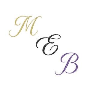 letter monogram birth wedding EVJF baptism sold individually applied flex iron-on color and size of your choice