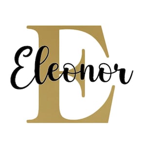 Letra de monograma + nombre para boda, despedida de soltera, bautismo, nacimiento. Se vende individualmente en plancha flexible, color y tamaño de su elección.