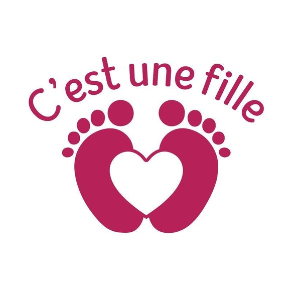 c'est une fille naissance maternité grossesse message appliqué flex thermocollant couleur et dimension au choix