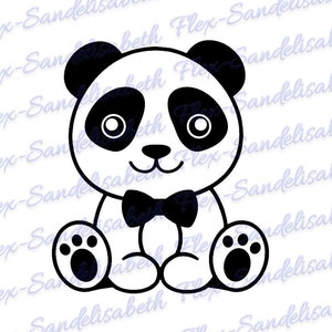 panda bébé kawaii appliqué flex thermocollant transfert textile couleur et dimension au choix image 1