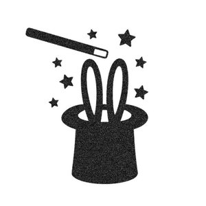 magician hat rabbit wand flex iron-on appliqué color and size of your choice