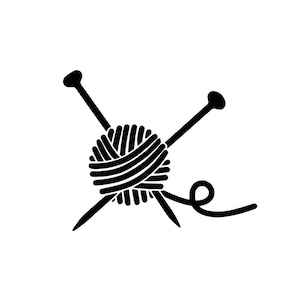 Gomitolo di lana, ferri da maglia, applicazione, vinile termotrasferibile per tessuti, colore e dimensione a scelta