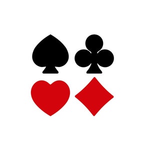 Spade, harten, ruiten, klaveren, casino flex hitteoverdracht voor textiel, formaat naar keuze