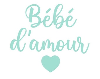 bébé d'amour petit coeur naissance appliqué flex thermocollant couleur et dimension au choix