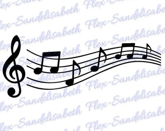 sheet music musical notes applied heat-sealed flex textile transfer color and size of your choice