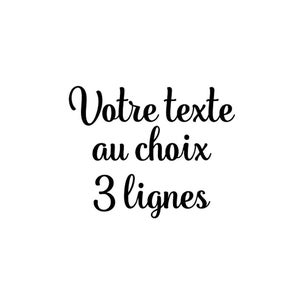 Individueller Text (3 Zeilen), flexibler Thermotransferdruck für Stoff, Farbe und Größe nach Wahl