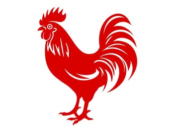 rooster France farmyard applied flex iron-on textile transfer color and size of your choice