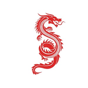 dragon légende arts martiaux appliqué flex thermocollant couleur et dimension au choix image 1