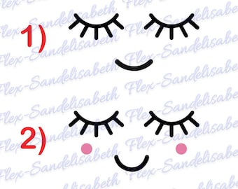 cils yeux bouche kawaii flex thermocollant couleur et dimension au choix