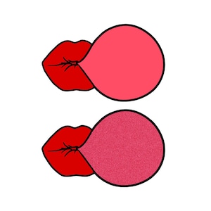 chewing gum mouth flex iron-on applied color and size of your choice