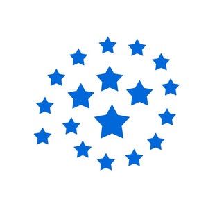 Set di piccole stelle fosforescenti o forme colorate a scelta, applicate con vinile termoadesivo.