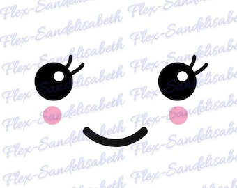 yeux kawaii cil sourire fille flex thermocollant dimension au choix