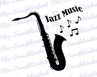 saxophone jazz instrument music applied flex iron-on transfer color and size of your choice