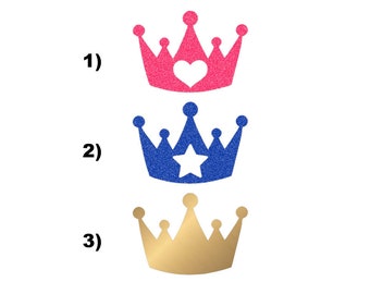 crown prince princess king queen applied flex iron-on color and size of your choice