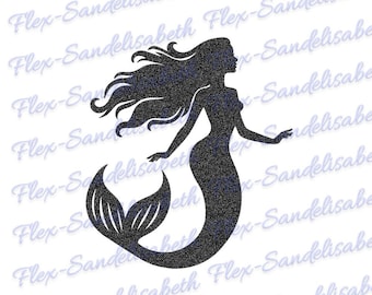 mermaid woman applied flex iron-on color and size of your choice