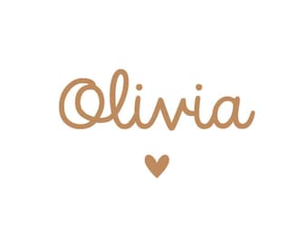 Baby's name, newborn baby, small heart, iron-on transfer, dimensions, color of your choice