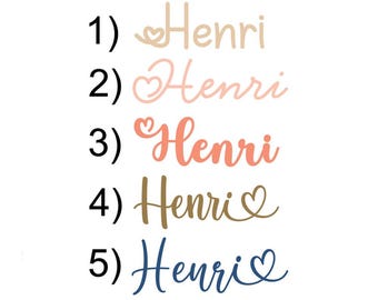 Personalized iron-on heart name patch, flex patch appliqué, textile transfer, size and color of your choice