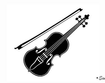 violin musical instrument applied flex iron-on dimension and color of your choice