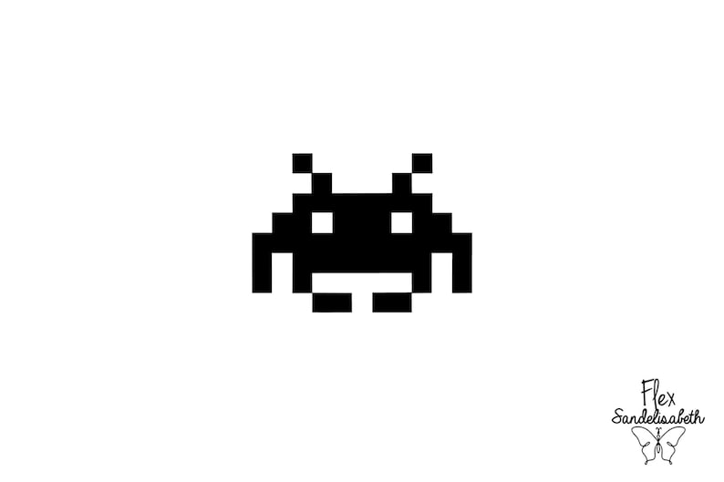 space invader pixel video game applied iron-on flex color and size of your choice image 1