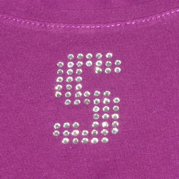 strass lettre ou chiffre appliqué thermocollant couleur au choix