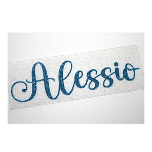 prénom personnalisé GLITTER très pailleté flex thermocollant dimensions couleurs et écritures au choix 5