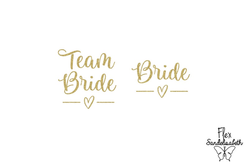 Team Bride mariée mariage ligne coeur 2 flex thermocollant appliqué transfert textile couleur et dimension au choix image 2