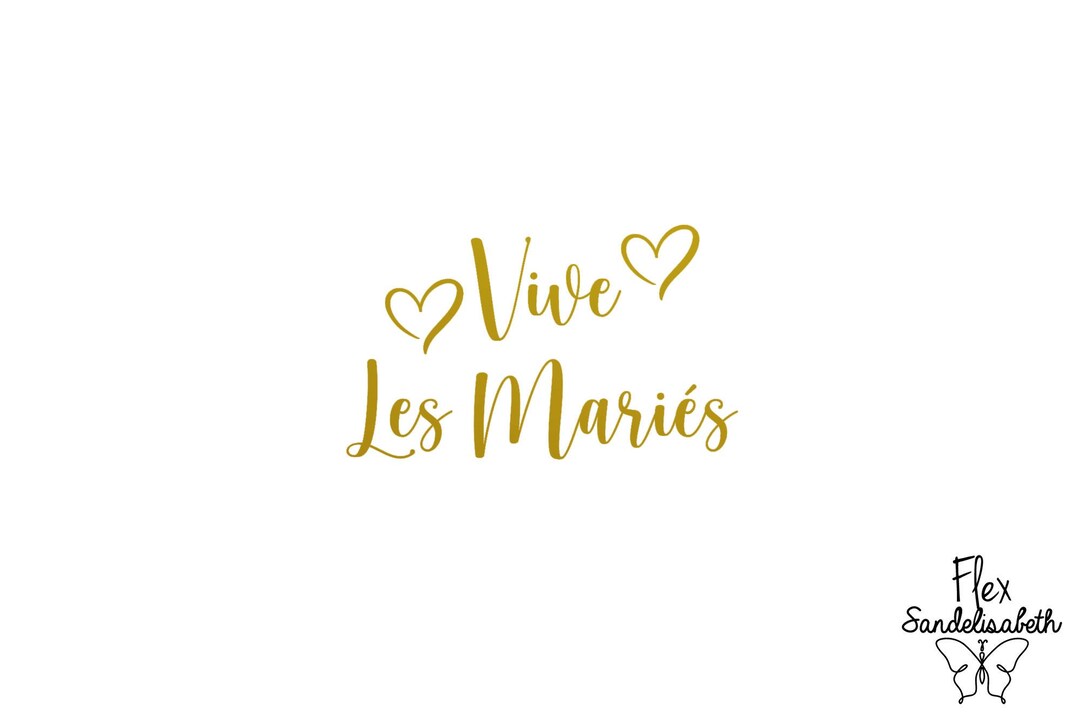 Vive les mariés mariage flex thermocollant appliqué transfert dimension