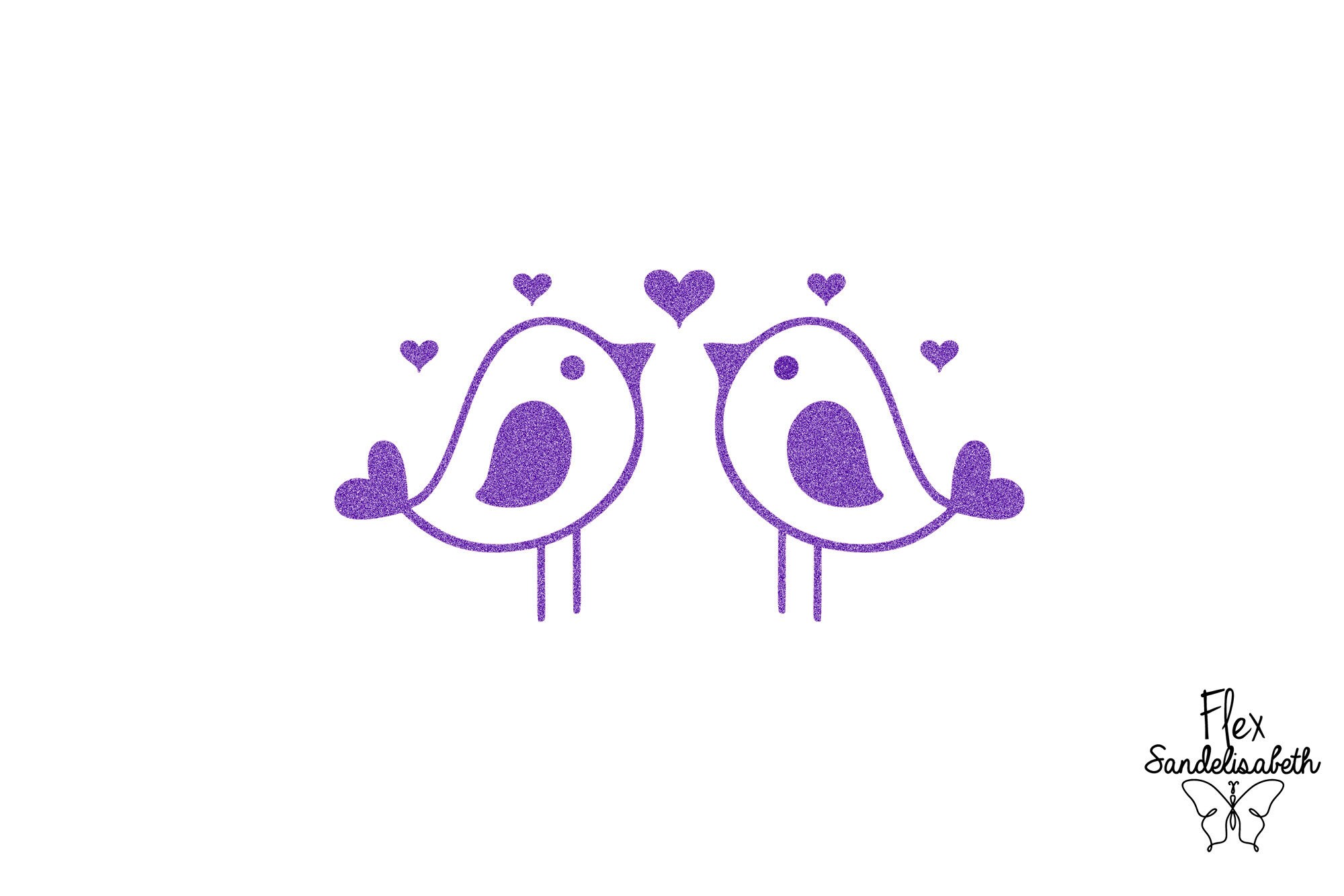 birds birds hearts love flex iron-on color and size of your choice