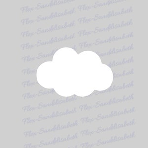 Puede incluir: Una forma de nube blanca recortada sobre un fondo gris. La nube es una forma simple sin detalles.