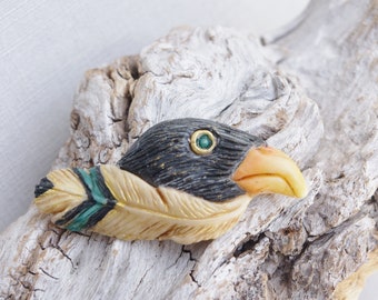 Oiseau , fait main, pièce unique, modelé en porcelaine froide, artisanat