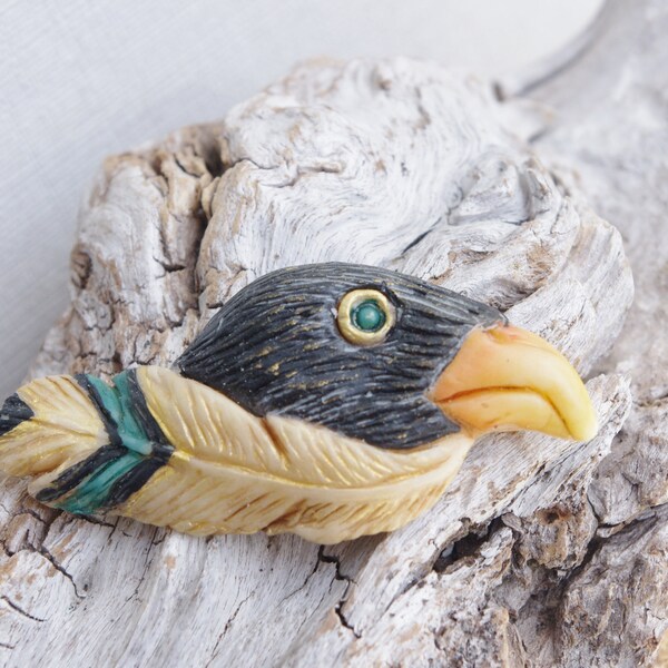 Oiseau , fait main, pièce unique, modelé en porcelaine froide, artisanat