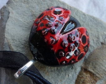 Ceramic Ladybug necklace half long