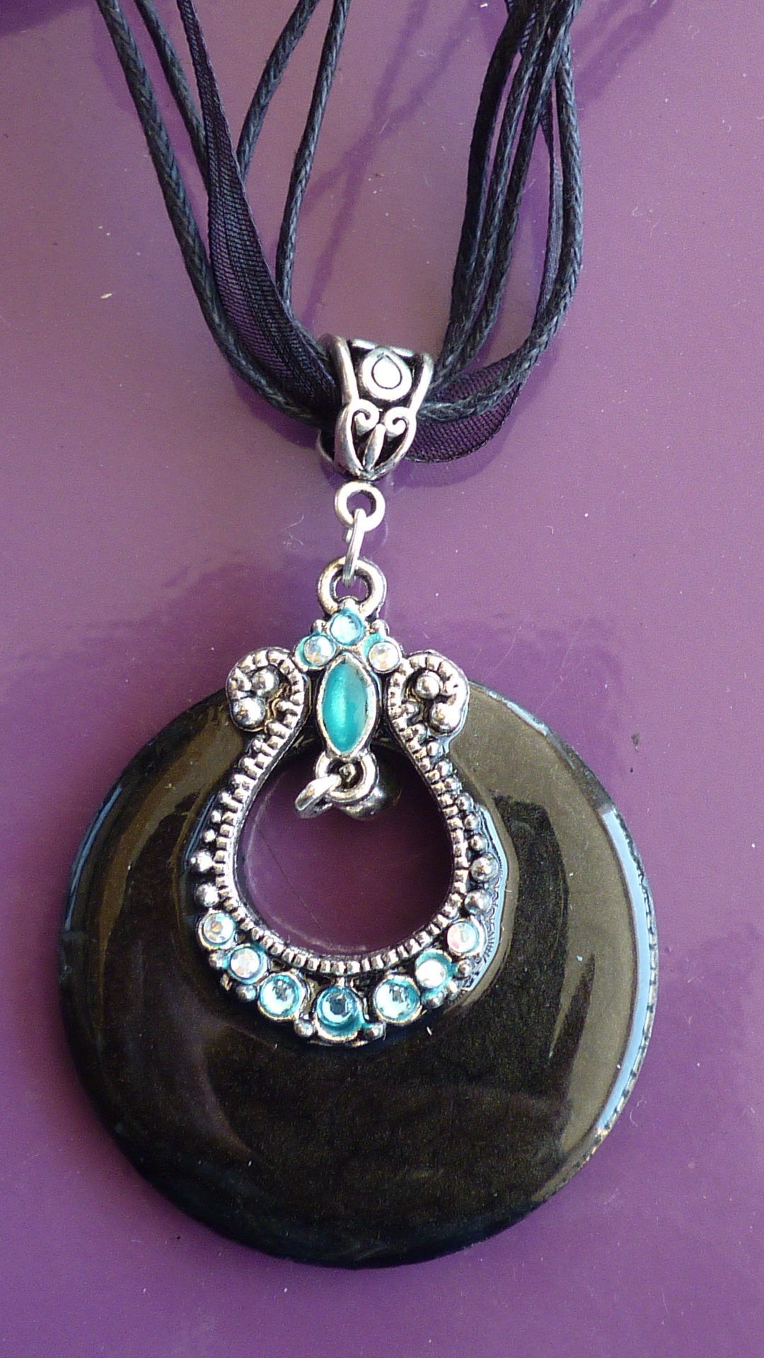 Short Collar in Black Lacquered Wood Rhinestones - Etsy