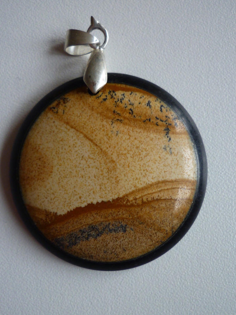 Gem necklace jasper landscape and onyx semi precious warm tones image 4