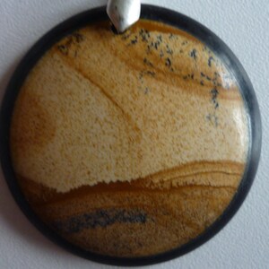 Gem necklace jasper landscape and onyx semi precious warm tones image 3