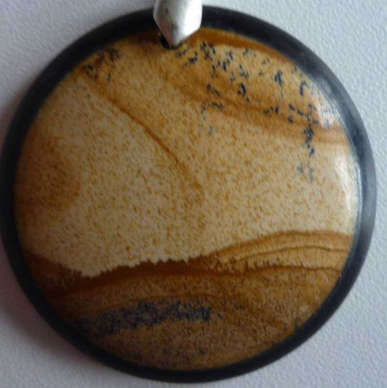 Gem necklace jasper landscape and onyx semi precious warm tones image 3