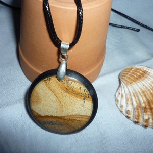 Gem necklace jasper landscape and onyx semi precious warm tones image 2