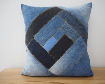 decorative denim cushion, upcycling decorative cushion