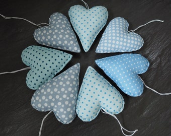 7 Fabric Hearts Decoration