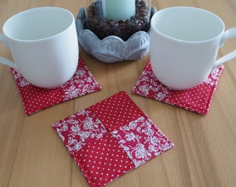 Set of 7 coasters, for glasses, cups, patchwork sewn